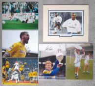 Six Leeds United Legends signed colour photos, five of all same size of 16 by 12in., Vinnie Jones