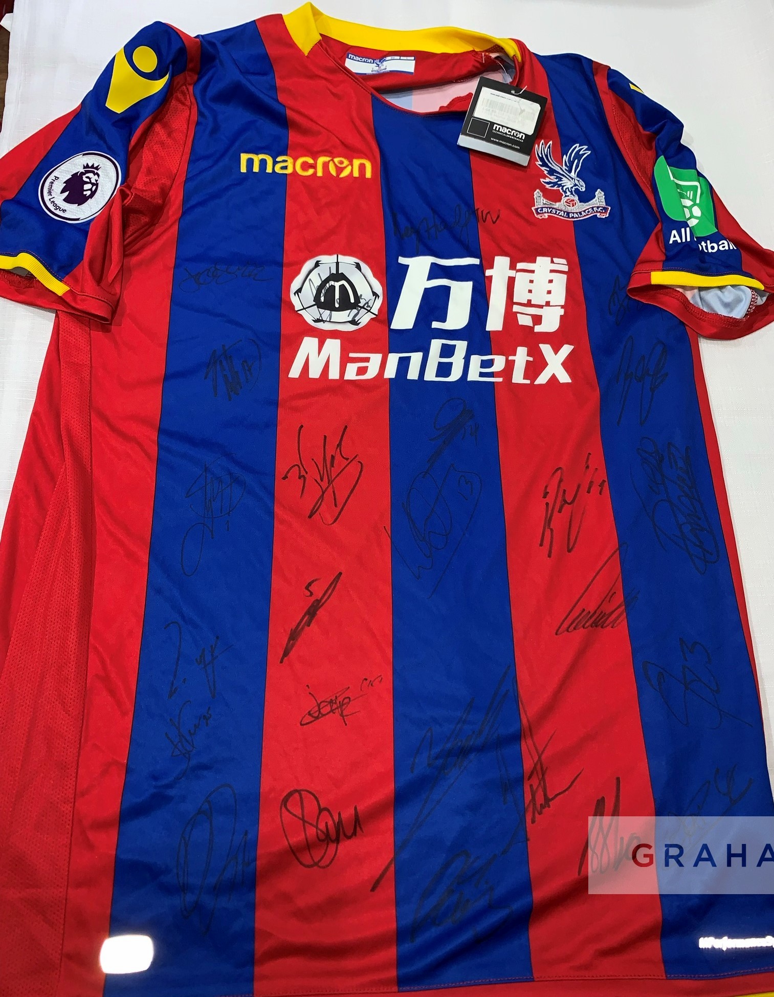 Crystal Palace signed replica football jerseys, individual 2016-17 jersey signed by star player