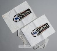 A pair of white Carling F.A. Premiership corner flags from Tottenham Hotspur's White Hart Lane