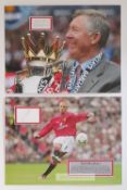 Manchester United Sir Alex Ferguson and David Beckham, two signed mounted photo card displays