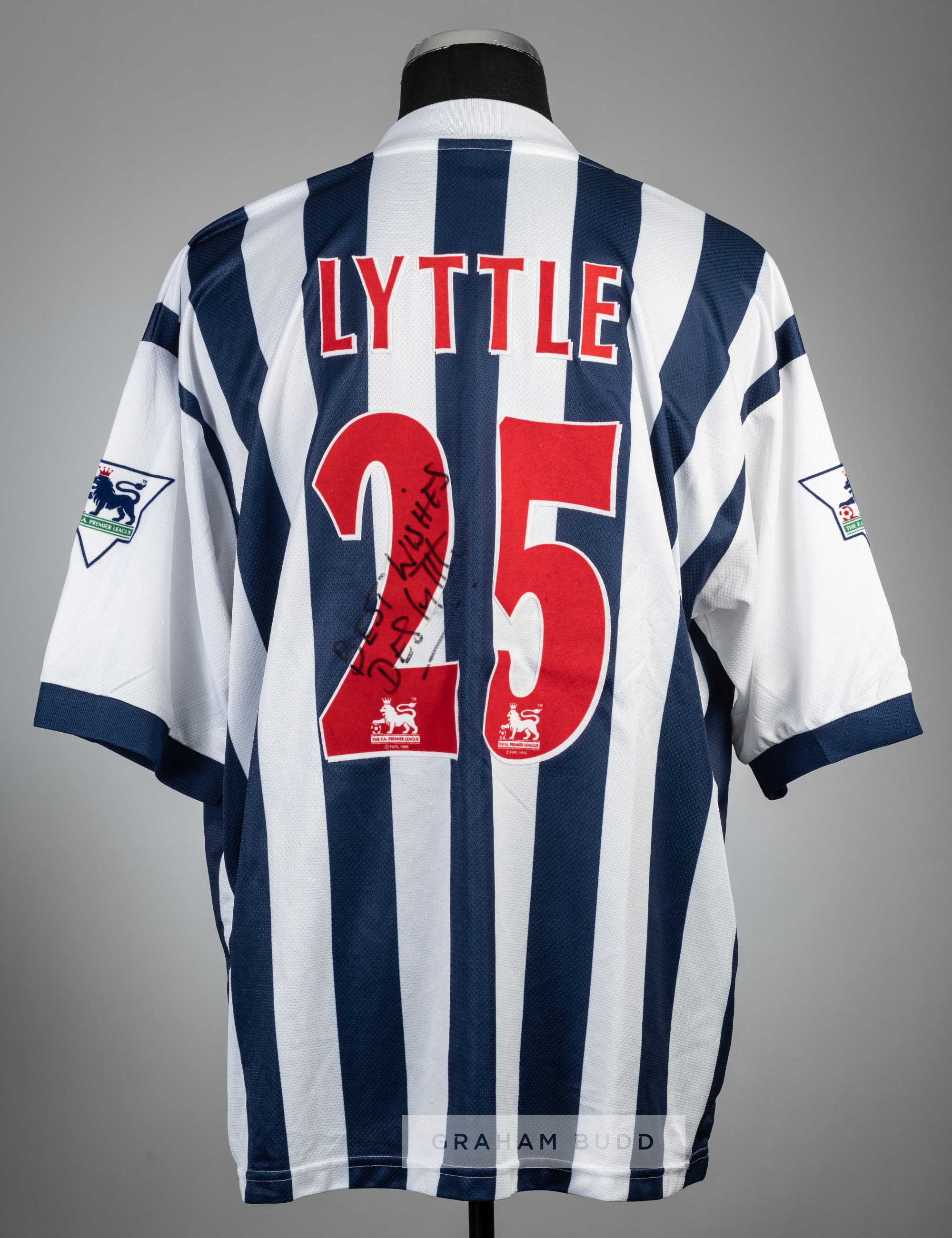 Des Lyttle signed navy and white West Bromwich Albion no.25 home jersey, season 2002-03, The - Image 2 of 2
