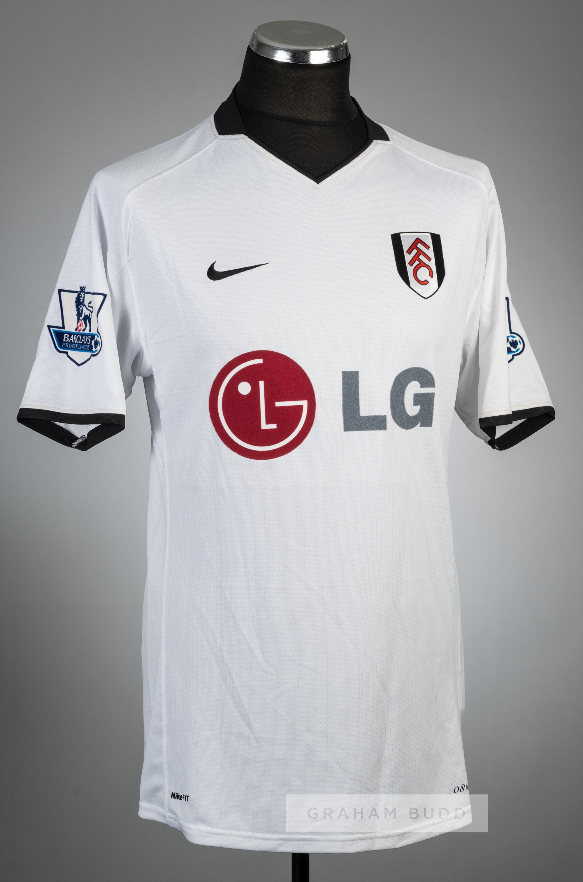 Diomansy Kamara white Fulham no.15 home jersey, season 2008-09, Nike, short-sleeved with BARCLAYS - Image 2 of 2