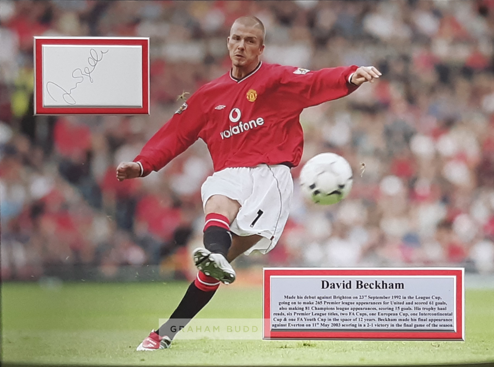 Manchester United Sir Alex Ferguson and David Beckham, two signed mounted photo card displays - Image 2 of 3