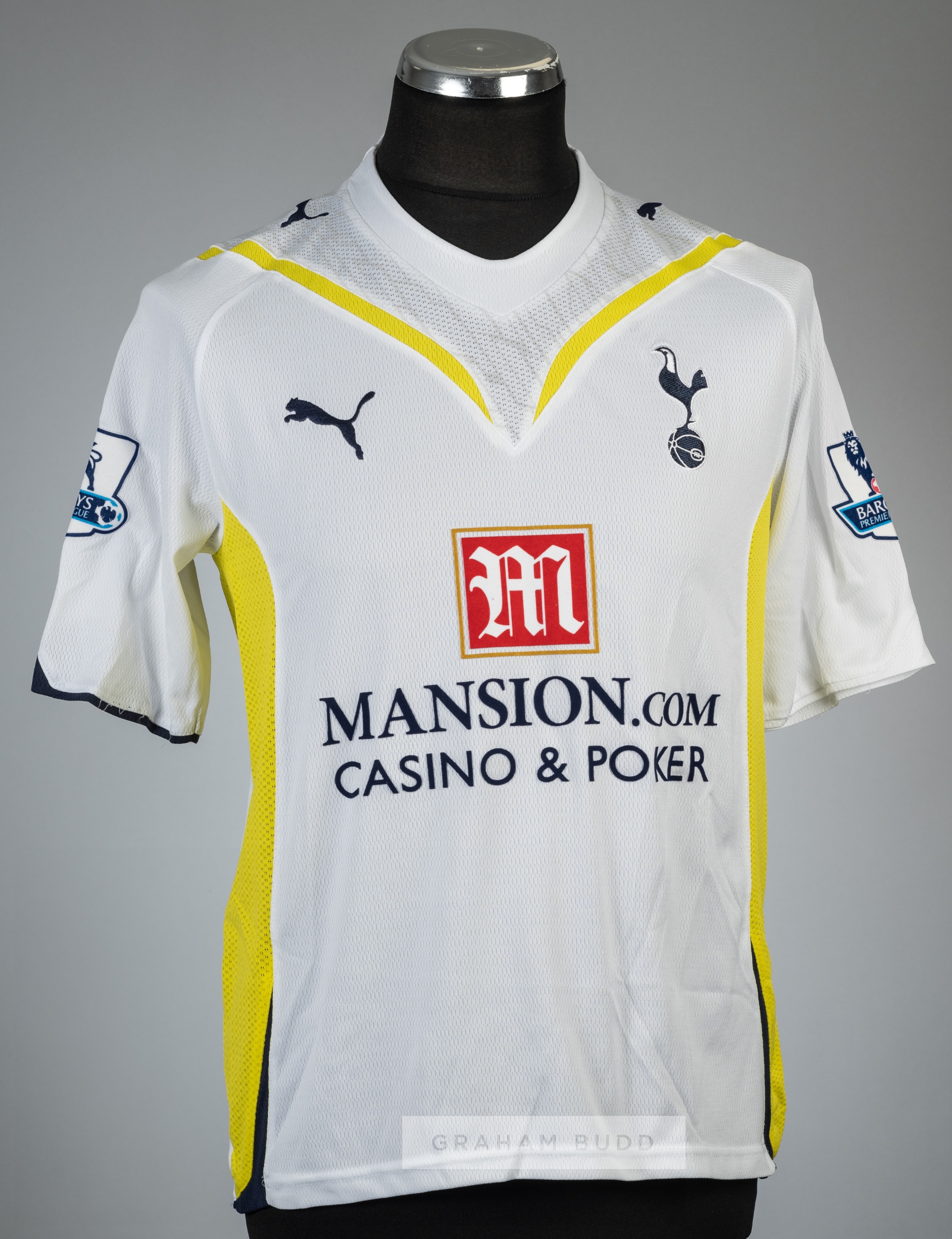 Jermain Defoe white Tottenham Hotspur no.18 home jersey, season 2009-10, Puma, short-sleeved with - Image 2 of 2