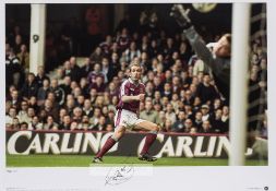 Legend Series Paulo Di Canio signed colour photographic print, featuring Paulo Di Canio in action on