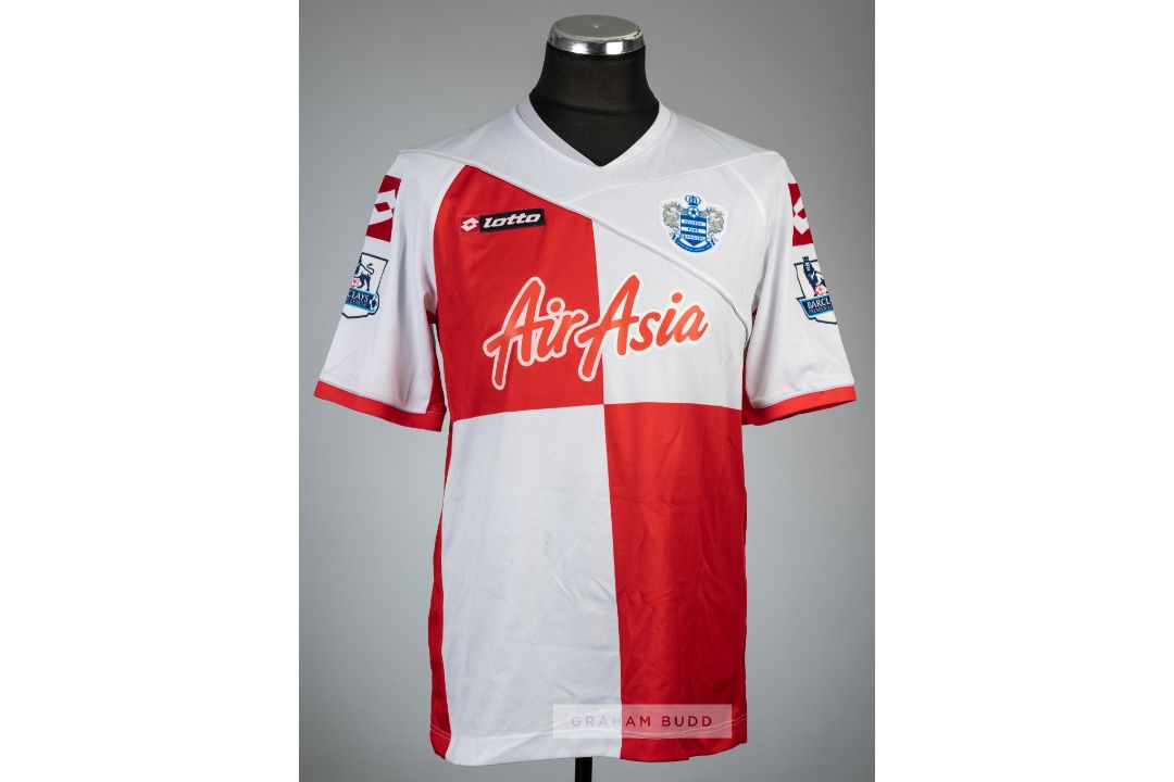 The red and white quartered Queen's Park Rangers no.34 third choice jersey worn by Taye Taiwo in the - Image 2 of 2