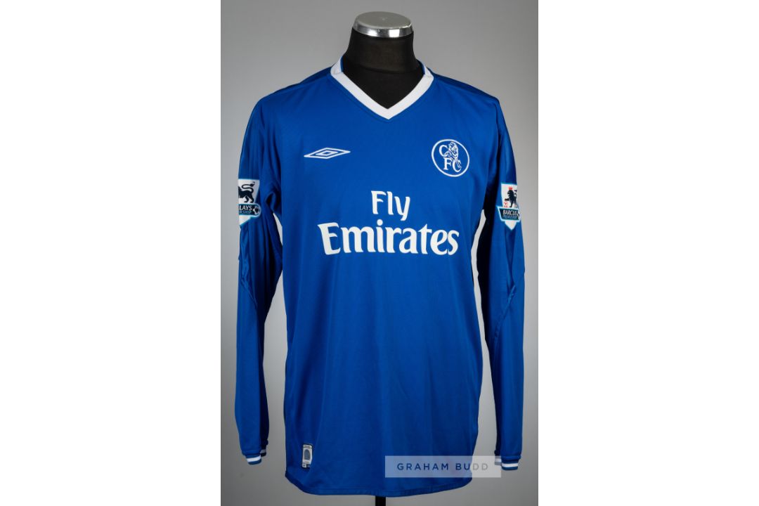 Eiour Gudjohnsen blue Chelsea no.22 home jersey, season 2003-04, Umbro, player issued long-sleeved - Image 2 of 2
