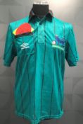 Peter Walton green and black FA Premier League referee's jersey, Umbro, short-sleeved, with breast