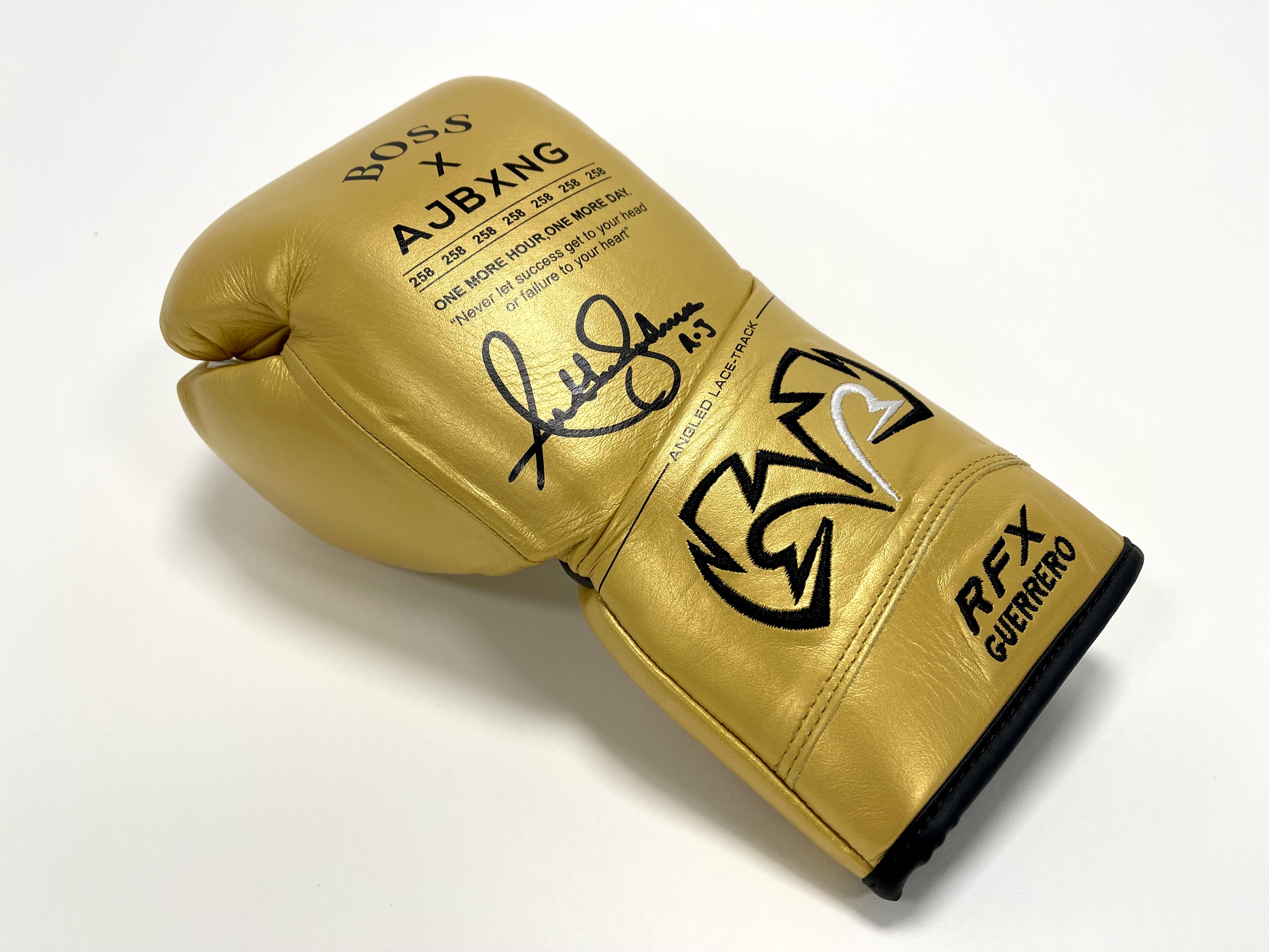 British boxer Anthony Joshua signed Rival RFX Guerrero glove, gold and black coloured right glove - Image 4 of 4