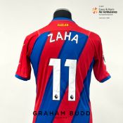 Wilfried Zaha signed red and blue Crystal Palace no.11 home jersey, season 2021-22, match-issue,