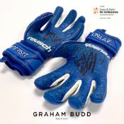 Tottenham Hotspur's Hugo Lloris signed Reusch Attrakt Fusion goalkeeper's gloves, blue and white