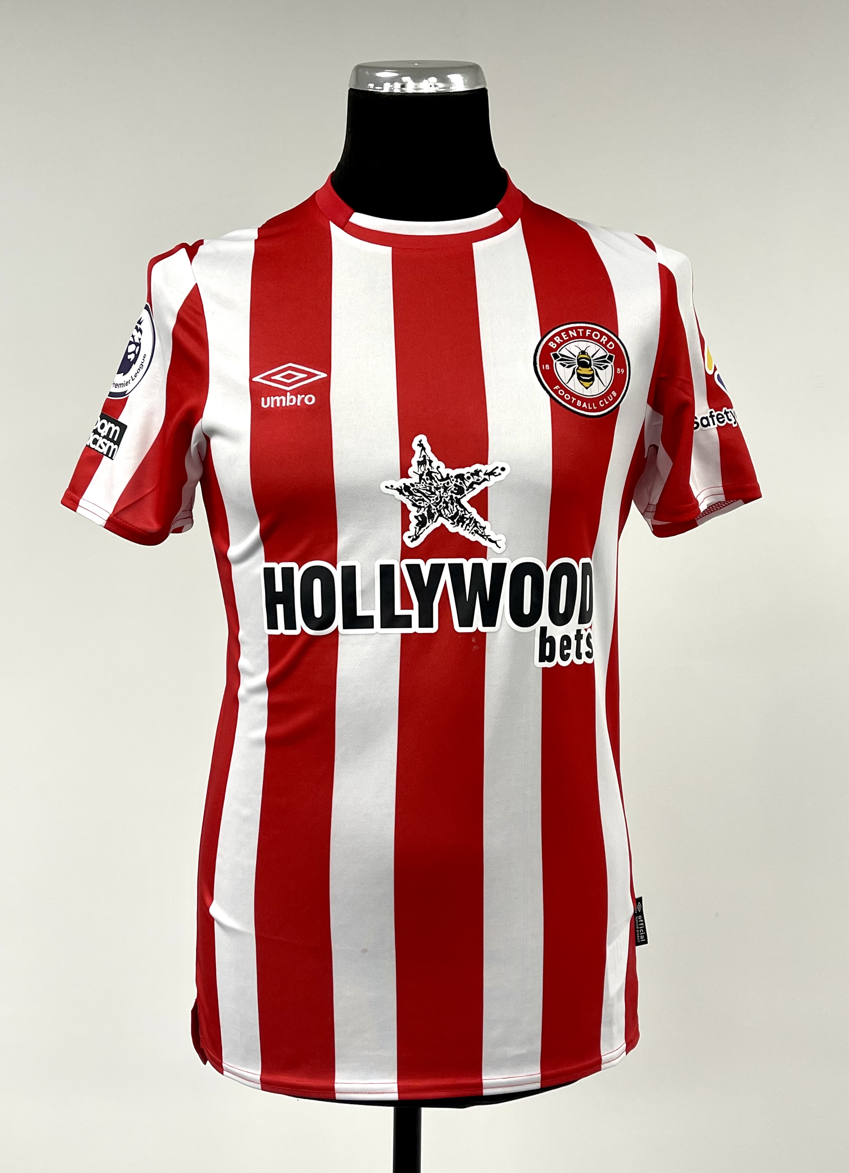 Christian Eriksen signed red and white striped Brentford no.21 home jersey, season 2021-22, match- - Image 2 of 3