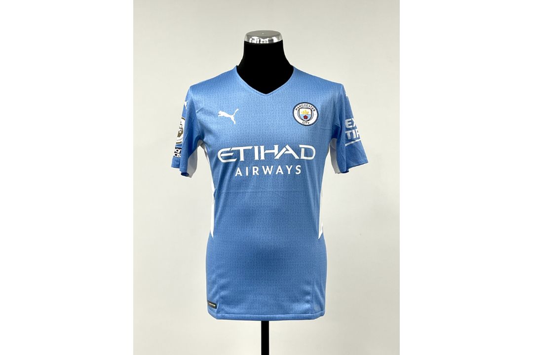 Kevin De Bruyne signed blue Manchester City no.17 home jersey, season 2021-22, match-issue, Puma, - Image 2 of 3