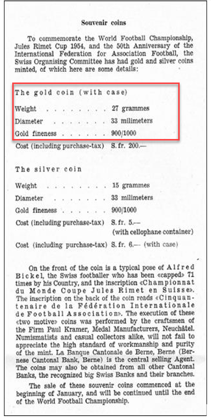 FIFA 50th anniversary continental 900/1000 gold medal by Peka, issued in conjunction with the 1954 - Image 3 of 3