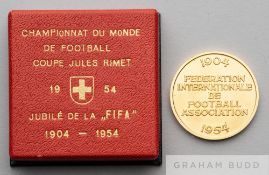 FIFA 50th anniversary continental 900/1000 gold medal by Peka, issued in conjunction with the 1954