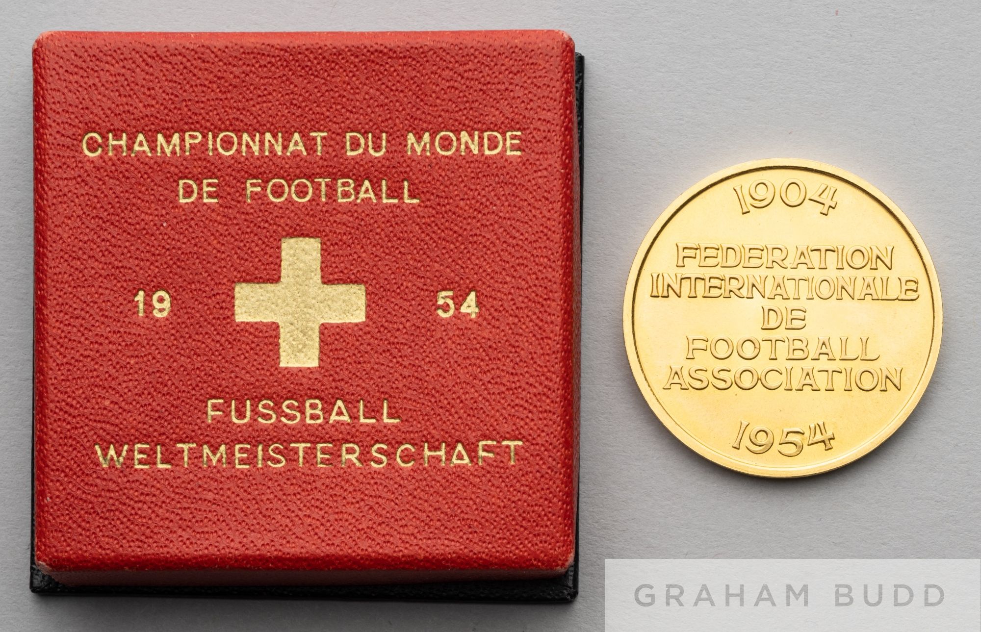 FIFA 50th anniversary continental 900/1000 gold medal by Peka, issued in conjunction with the 1954