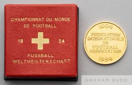 FIFA 50th anniversary continental 900/1000 gold medal by Peka, issued in conjunction with the 1954