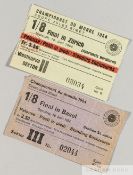 Two Scotland tickets from the 1954 World Cup in Switzerland