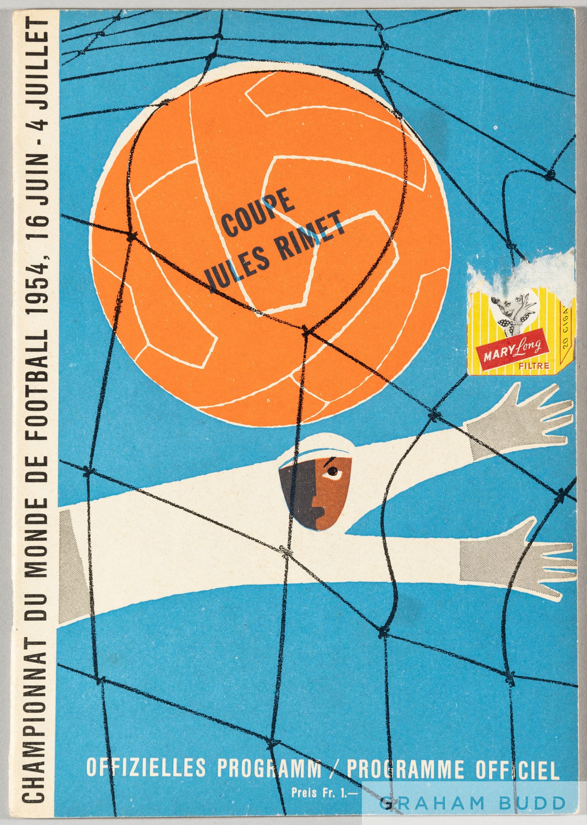 World Cup 1954 Switzerland exceptionally rare programme for group match Turkey v Korea, played in