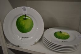 An unusual set of six Limoges apple decorated plates.