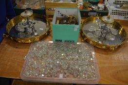 Decorative lighting to include a pair of chandeliers.