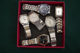 Various stainless steel gent's wristwatches.
