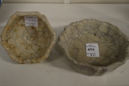 Two Chinese crackle ware brush washers.