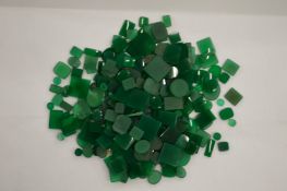 A box of unmounted chrysophase.