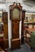 An 18th century oak and mahogany cased longcase clock with eight day movement, subsidiary strike