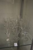 A group of 19th century and later wine or cordial glasses.