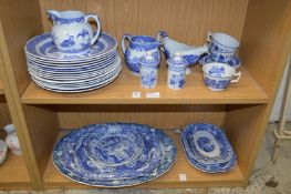 A quantity of blue and white china.