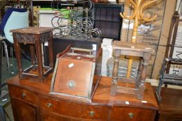 Two stools and a coalbox.