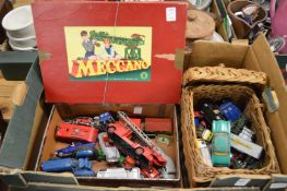 A quantity of die cast toys and Meccano set etc.