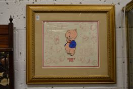 Warner Brothers Porkie Pig, hand painted animation art by Bob Clampett, limited edition.