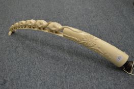 A carved elephant bridge group.