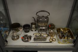 A quantity of plated wares to include two Old Sheffield Plate tea canisters.