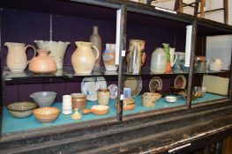 A good collection of Studio pottery to include vases, jugs, bowls etc.