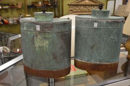 A pair of unusual metal table lamp bases.