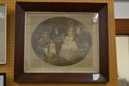 A Tea Garden colour print, in a mahogany frame.