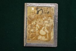 A good Chinese silver ladies' compact, the cover with carved ivory plaque.