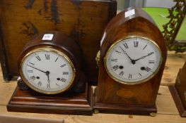 Two mahogany cased mantle clocks.