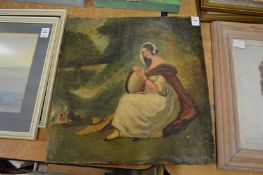 A Young lady Seated Beneath a Tree oil on panel, unframed.