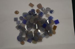 A box of unmounted blue agate.
