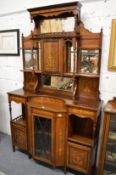 A good Victorian rosewood and marquetry inlaid mirror back cabinet.