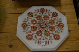 An Indian inlaid marble octagonal shaped table top.