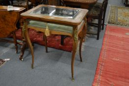 A good Victorian rosewood, marquetry and ormolu mounted vitrine table.