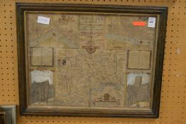 Middlesex, a part coloured map with vignettes by John Norden and Speed.