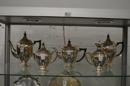 A five piece plated coffee and tea service.