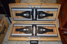 A folding table and a jigsaw puzzle mat.