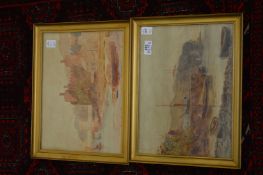 Philip Osment, harbour scenes, watercolours, a pair.